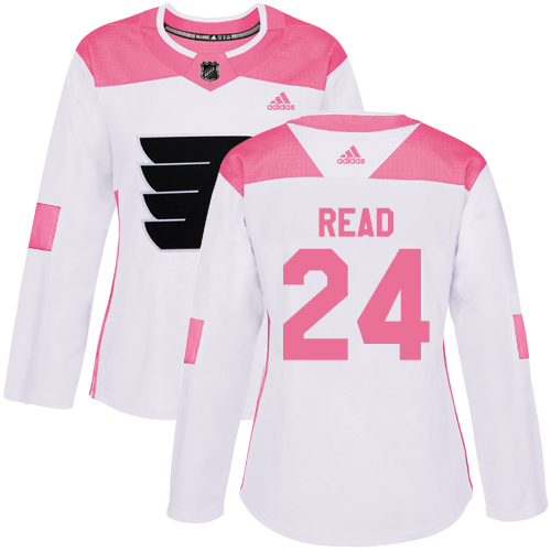 Adidas Flyers #24 Matt Read White/Pink Authentic Fashion Women's Stitched NHL Jersey